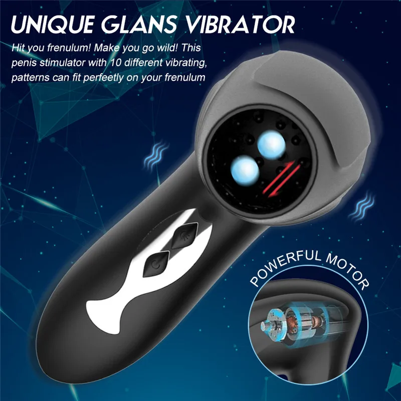 Funny Electric Strong Pulse Male Masturbator Vibrating Glans Training Massager Endurance Delay Lasting Trainer Sex Toys for Man