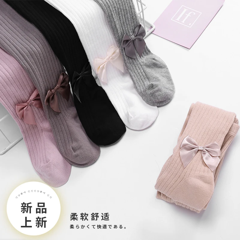 0-6T Girl Bow Tights Spring Autumn Winter Bowknot Pantyhose Kids Children Stockings Baby Stocking Infant Knitted Collant Tights
