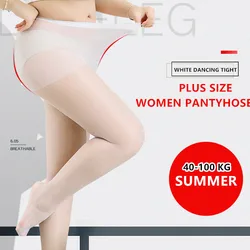 New 5D Plus Size Sexy Breathable Tights White Transparent Women Pantyhose Spring Autumn Nylon Tights Stretchy Stockings Female