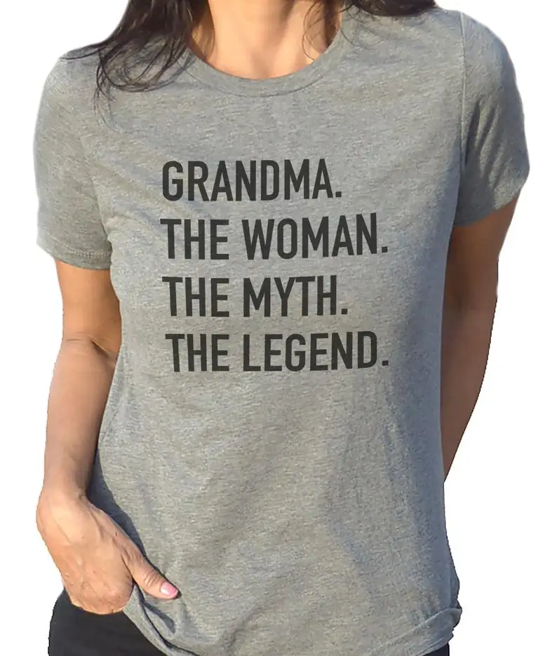 Grandma Gift The Woman The Myth The Legend Fashion letter pattern 100% cotton Plus Size O collar Short sleeve Kawaii Top Tees