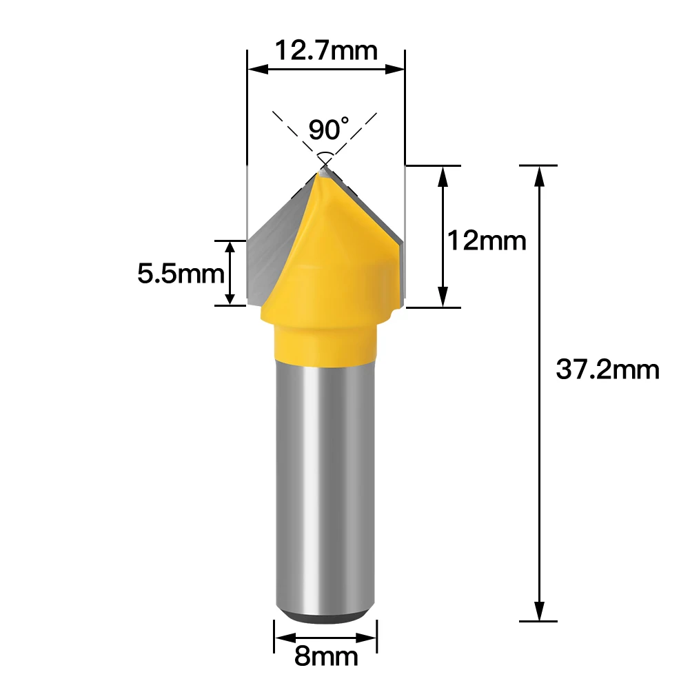 1pc 8mm Shank 90 Degree V Type Slotting Cutter V-Groove Template Router Bit Cleaning Flush Trim Tools