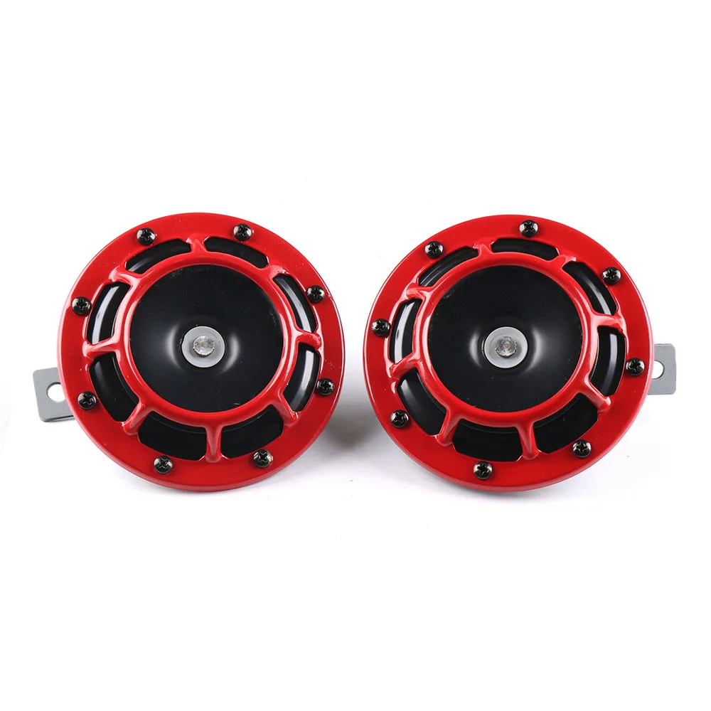 2pcs 12V 115dB Hella Super Loud Compact Electric Blast Tone Air Horn Kit For Motorcycle Car Red/Black