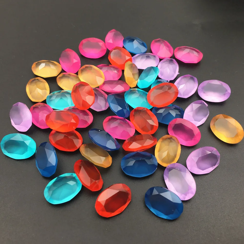 10x14mm Oval Rhinestones Glazed Color Resin Rhinestone Pointback Transparent Fancy Crystal For Phone DIY Hair Accessories