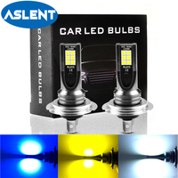 ASLENT 2PCS H11 H8 LED Car Fog Light Bulbs H9 HB3 9005 9006 H7 H4 10W 2000Lm 6000K White 3000K Yellow 8000K Blue Auto Fog lamp