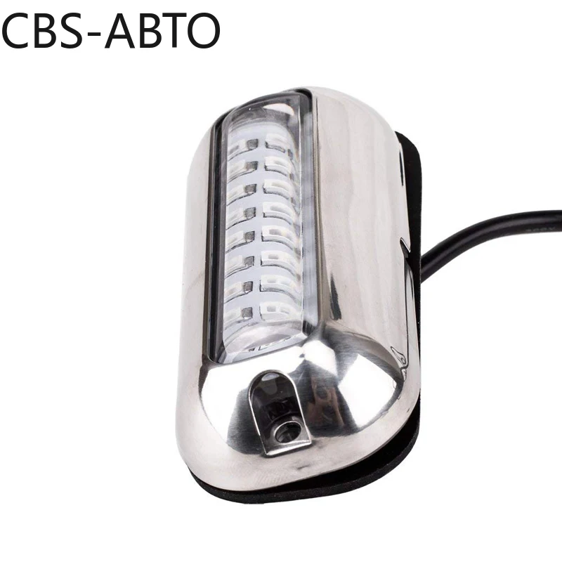 

CBS ABTO New 1 or 2PCS 12V 24V 50W Stainless Steel 27LED Blue LED Boat Light Underwater Pontoon Marine Ship Transom Light