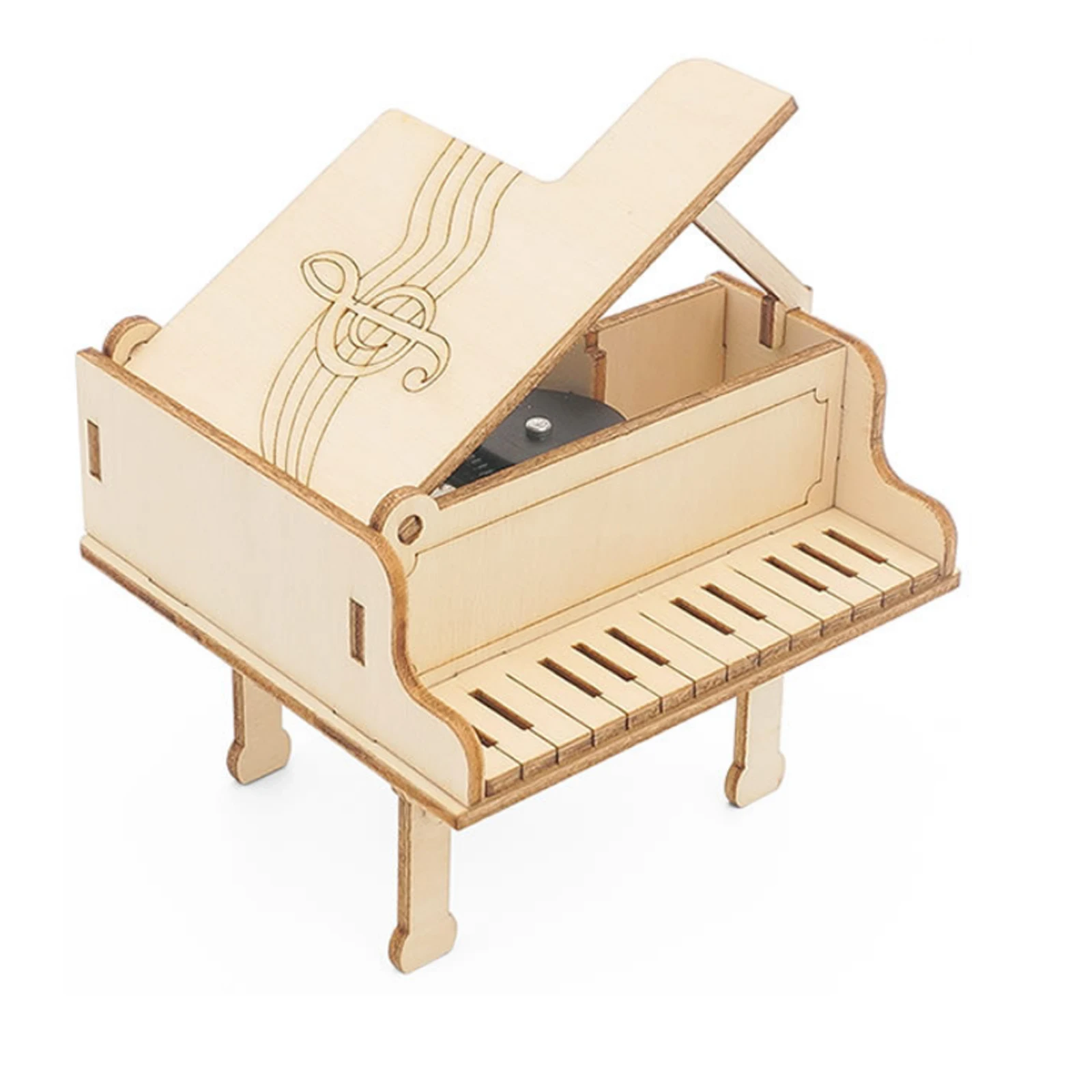 Caja de música de Piano para niños, kit de modelos de juguetes de madera para niños, juguete de ensamblaje, regalo, colección de decoración del hogar