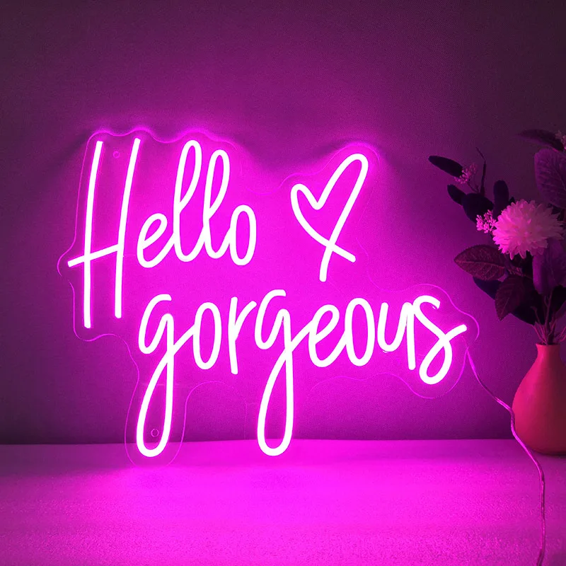 

"hello gorgeous" Neon Sign Custom Neon Light Sign Led Custom Pink Light Neon Home Room Wall Decoration Ins shop decor