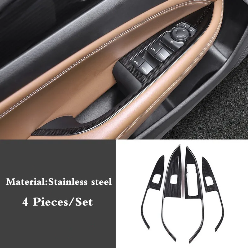 

For Buick Regal 2017 2018 2019 car accessories LHD Door Window glass Lift Control Switch Panel cover trim Stainless steel 4pcs