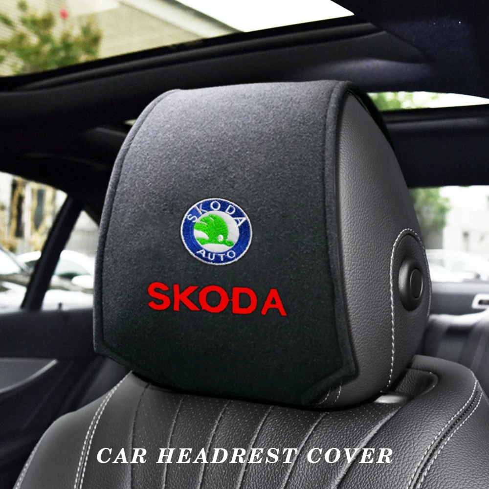 Car Headrest Cover Auto Seat Headrest Cushion Neck Pillow Case for Skoda Octavia Fabia Rapid Yeti Kodiaq Superb Octavia A 5 A 7