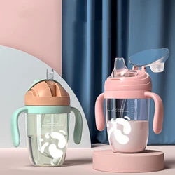 Newborn Kids Water Cup Cartoon Baby Feeding Cups With Straws Leakproof Water Bottles Outdoor Portable Children's Cups Drinker