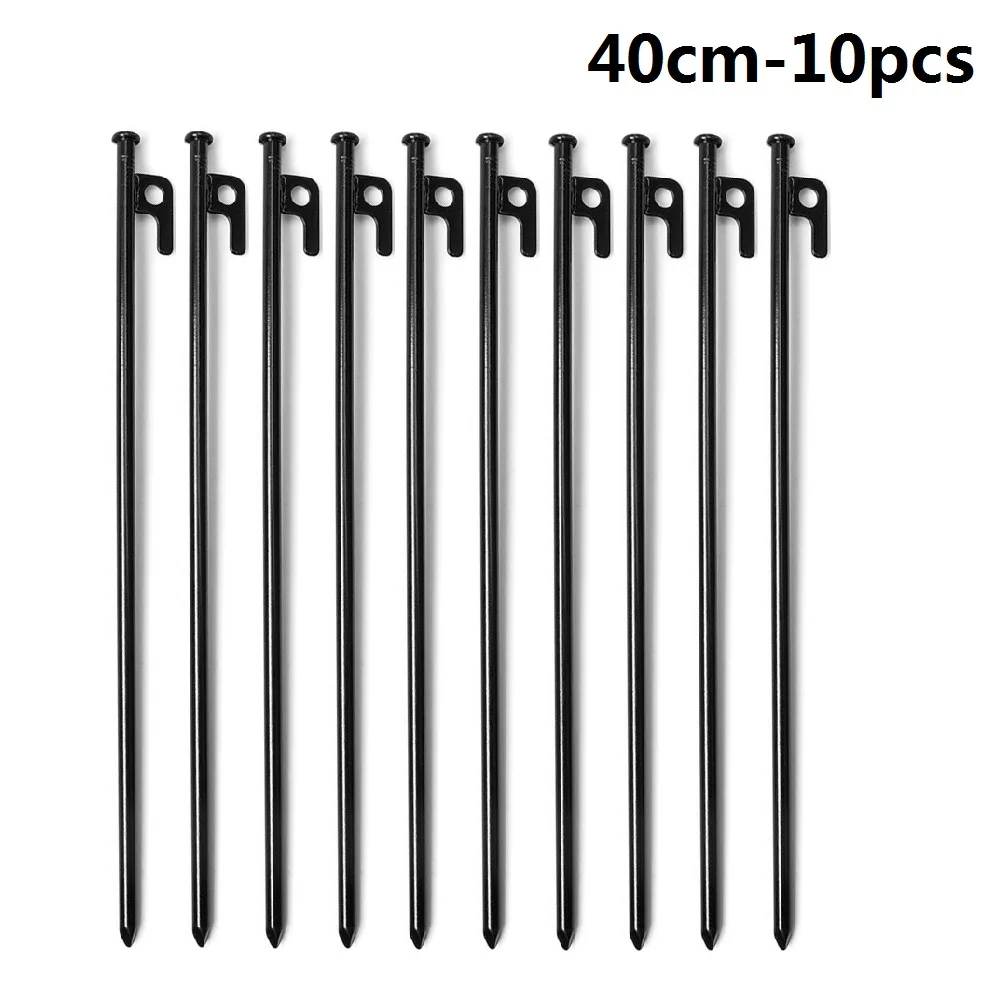 10Pcs 20/30/40cm Steel Outdoor Camping Trip Tent Peg Ground Nail Tent Fittings