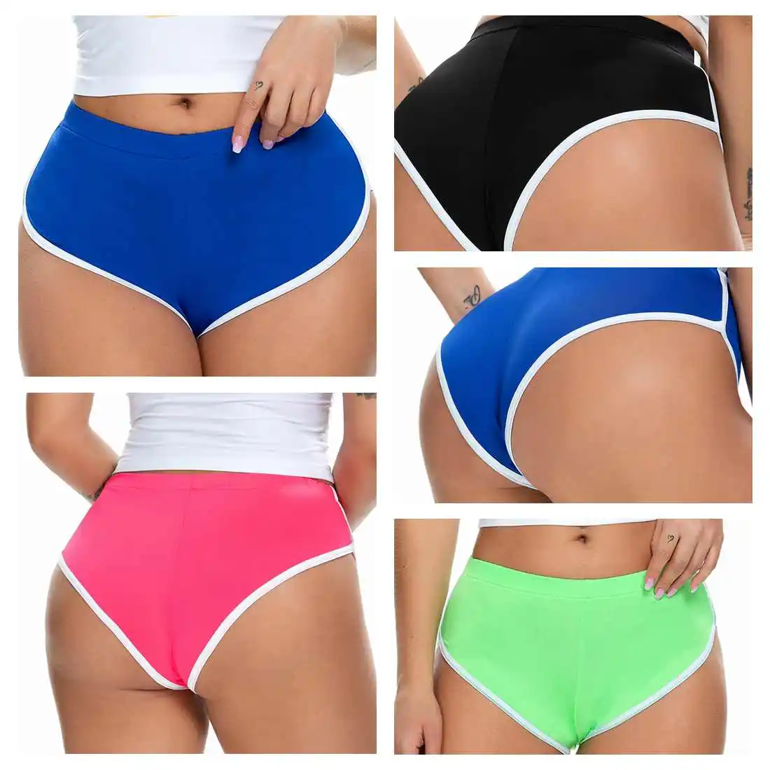 Women Running Shorts Bottoms Mid Waist Elastic Waistband Black Hot Shorts Sports Gym Workout Fitness Dolphin Shorts