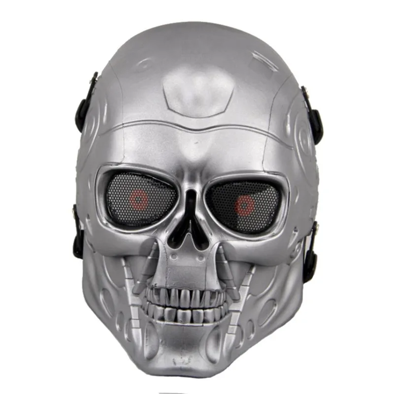 

Тактическая Полнолицевая металлическая сетчатая защитная маска Terminator для страйкбола, военная уличная маска для военных игр, пейнтбола, косплея, черепа