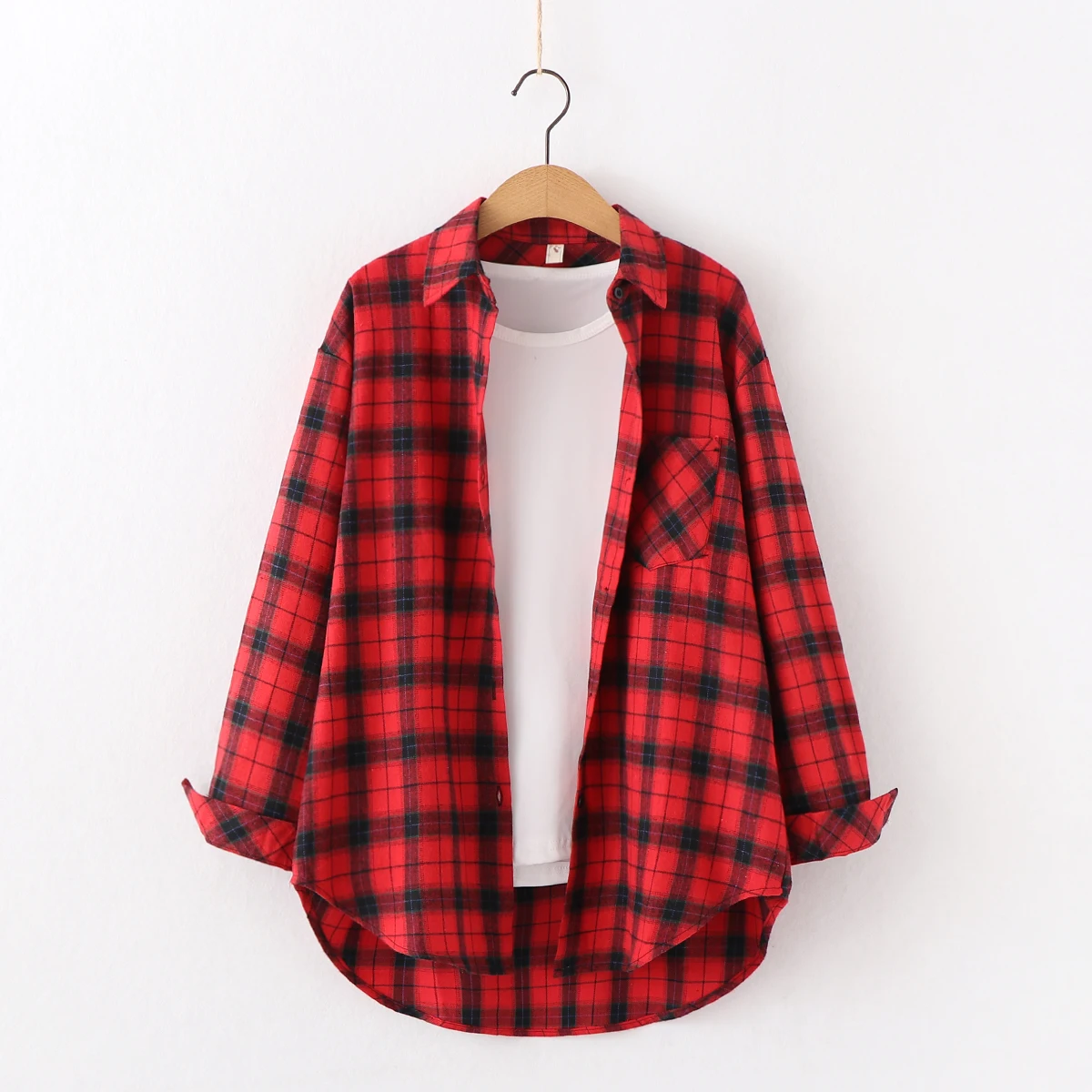 Camisa feminina solta de manga comprida xadrez, blusa de marca feminina, design casual fresco, excelente qualidade, outono, nova, 2022