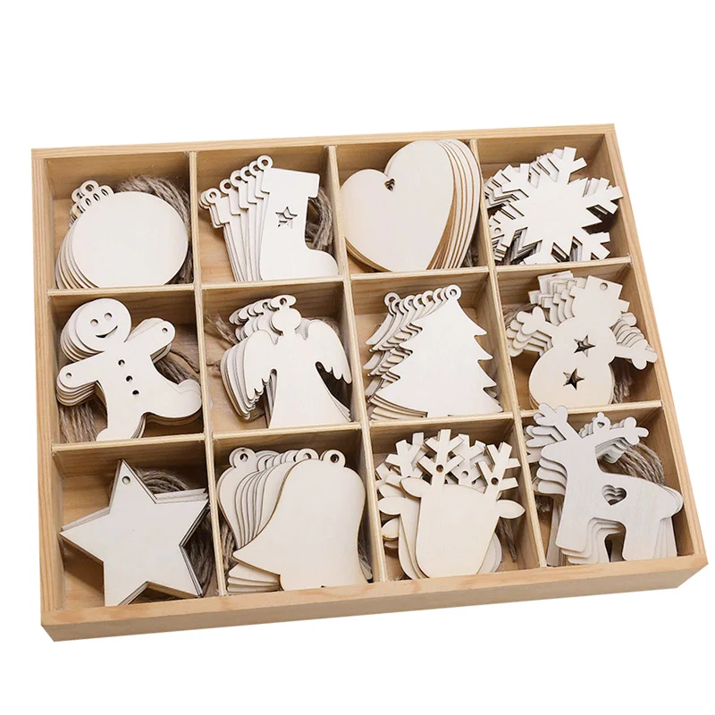 10pcs/lot Wooden Christmas Tree Hanging Ornament Pendants Christmas Decorations For Home Party New Year Navidad Natal Kids Gift