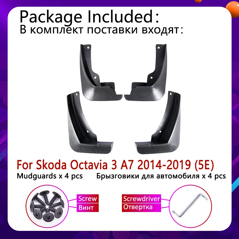 for Skoda Octavia 3 Sedan MK3 A7 5E 2014~2019 Mudflap Fender Mud Guard Splash Flaps Mudguard Accessories Mudguard 2015 2016 2017