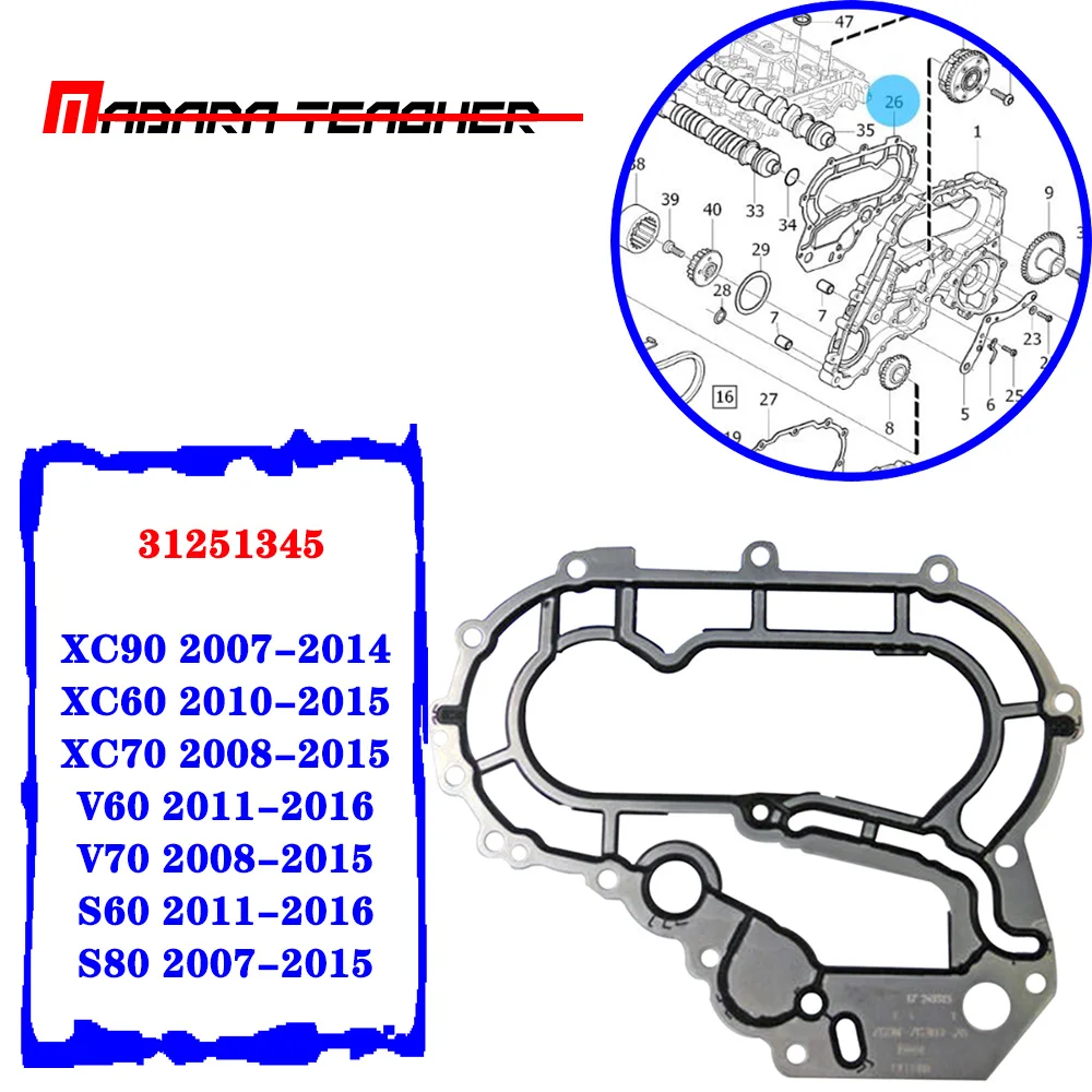 

Engine Timing Cover Gasket For VOLVO S60 S80 V60 V70 XC60 XC70 XC90 2007 2008 2009 2010 2011 2012 2013 2014 2015 2016 31251345