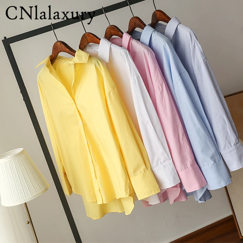 New Autumn Woman Blue Up Shirts Casual Asymmetric Fashion Yellow blusas Long Sleeve Office Female Blouse Top Vetement Femme 2021