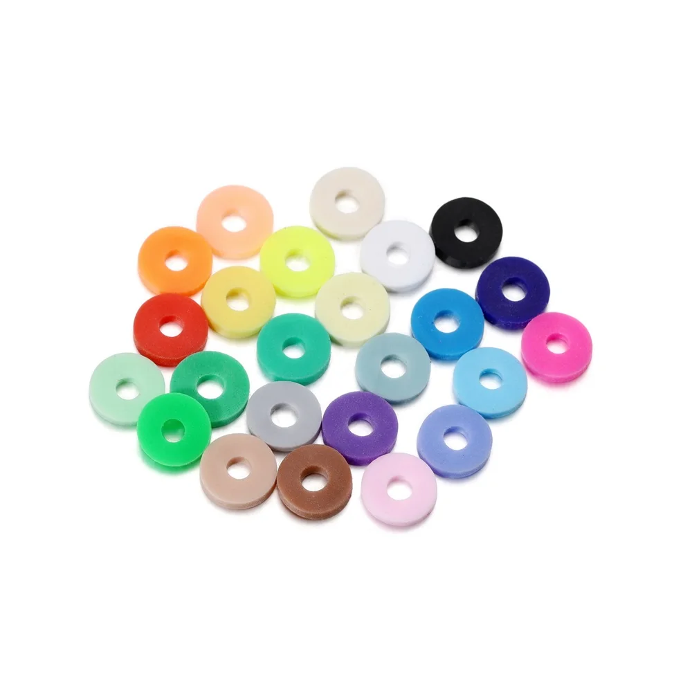 500Pcs/Pack 6mm Colorful Flat Round Polymer Clay Beads Chip Disk Boho Slice Loose Spacer Beads Bracelets For DIY Jewelry Making