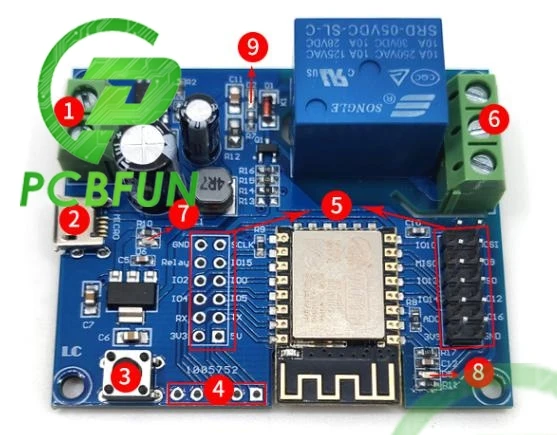 Cc 5V-80V dell\'alimentazione elettrica GND RX TX 5V ESP8266 TTL Respectiv di cc 12V 24V del modulo di relè di ESP8266 WIFI singolo modulo