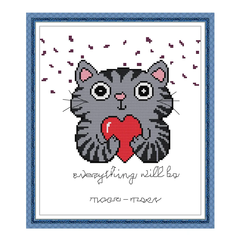 

Набор для вышивки крестом «Благословещий кот» Aida 14ct 11ct, канва с принтом, вышивка, сделай сам, рукоделие ручной работы