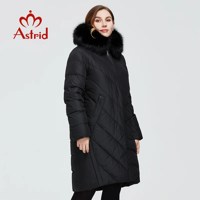 Astrid – manteau long et chaud pour femme, parka avec capuche en fourrure de renard, grandes tailles, vêtements Bio-Down, nouvelle collection hiver