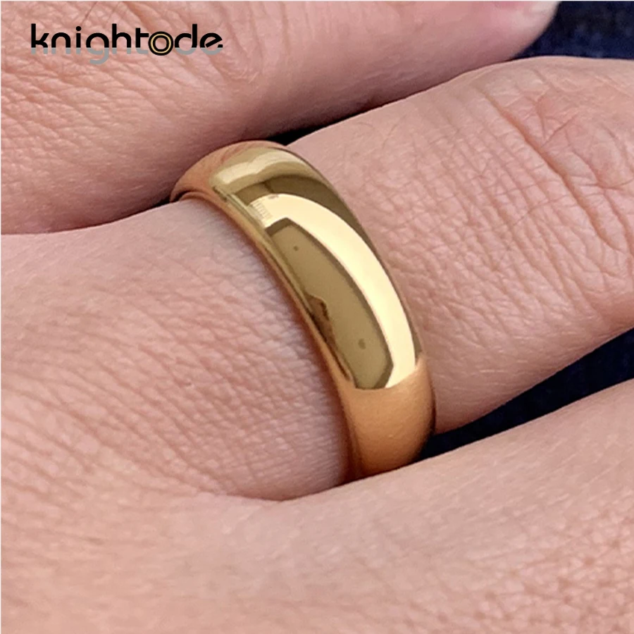 Classic Gold Color Wedding Band Tungsten Carbide Rings Women Men Engagement Gift Jewelry Dome Polished Finished Comfort Fit