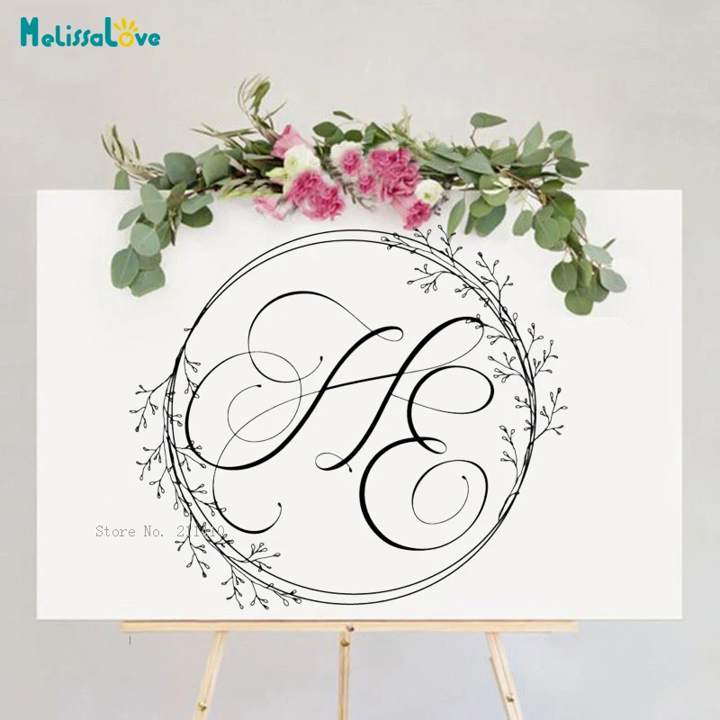 

Large Size Custom Two Initials Wedding Floor Decals CelebratIon Dance Stage Decor Vinyl Stickers Removable Murals YT6401