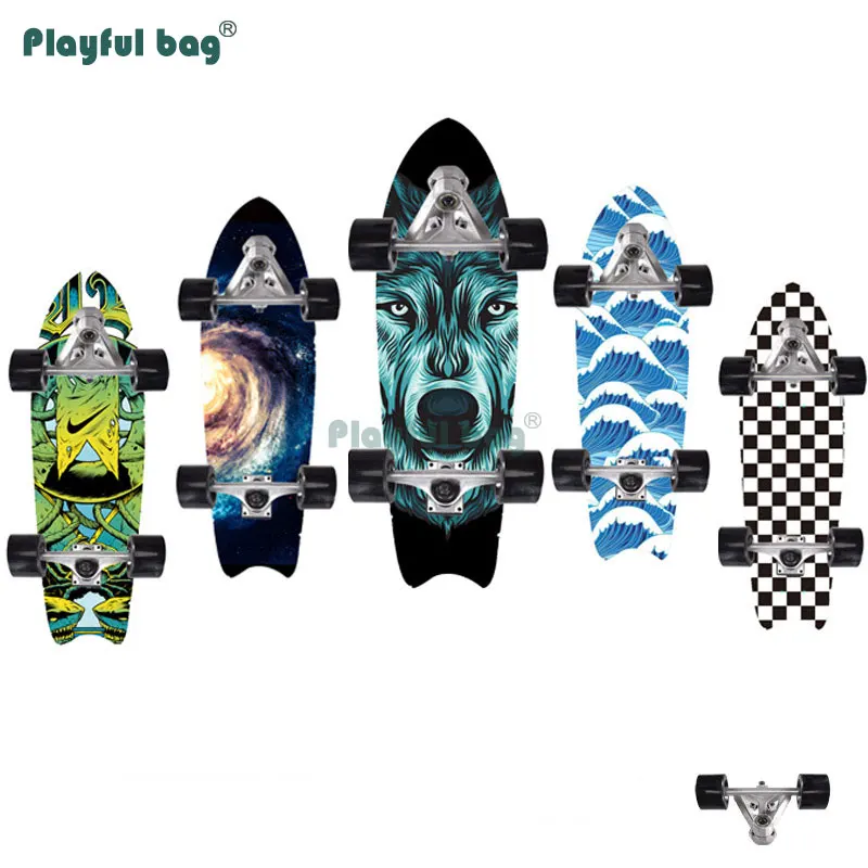 

Playful Bag Four Wheels Skateboard Upgrade Bracket Land Surfing Skate Board with Creative Pattern Street Sport Toys MA14