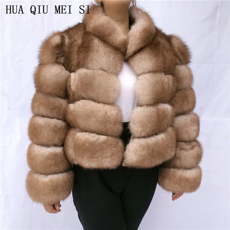 Ladies winter and autumn coat fur coat fox fur coat short stand collar natural fur fur jackets natural fur coats Real fur coat