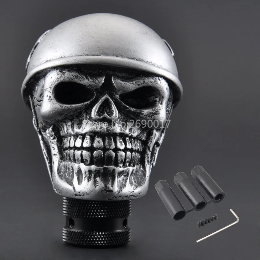 Silver Helmet Skull Universal Auto Car Gear Shift Knob Lever For SUV Crossover Truck Wagon Hatchback Coupe