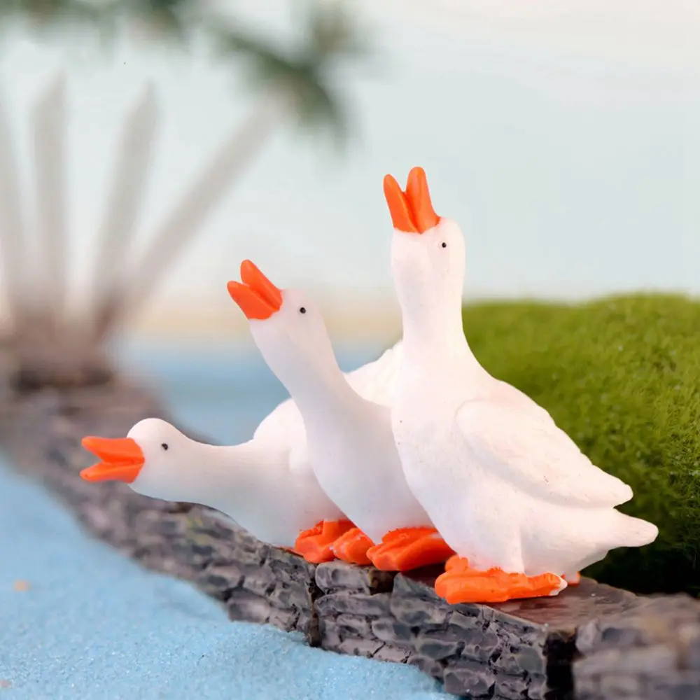 Garden Decor Resin Swan Home Decoration Fairy Garden Parent-child Gift Miniatures Goose Figurine Bonsai Ornament Desk Pot Craft