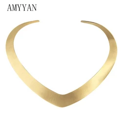 Collar Necklace V Shape Choker Necklace Gold Color Collares Jewelry Stainless Steel Torques Statement Jewelry