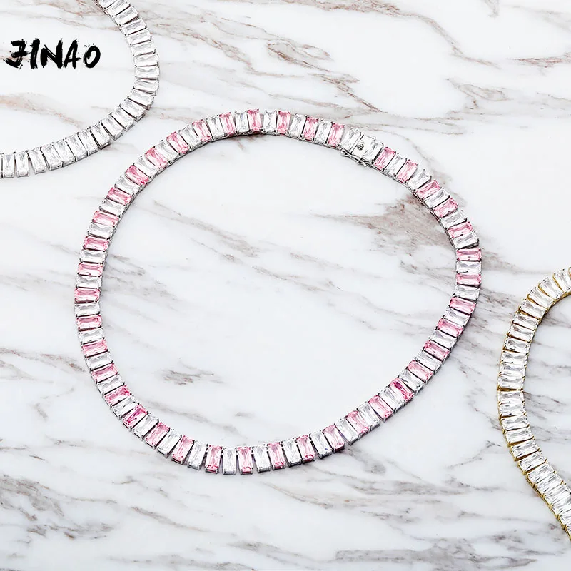 

JINAO 2020 October NEW Necklace HIP HOP High Quality Miami Rectangle AAA+ CZ Iced TENNIS Necklace Men and Women Jewelry For Gift