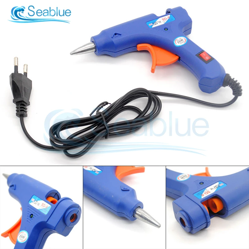 110V 220V 20W High Temperature Heater Hot Melt Glue Gun Repair Tool Mini Heat Gun US/EU Plug Use 7MM Hot Melt Glue Stick