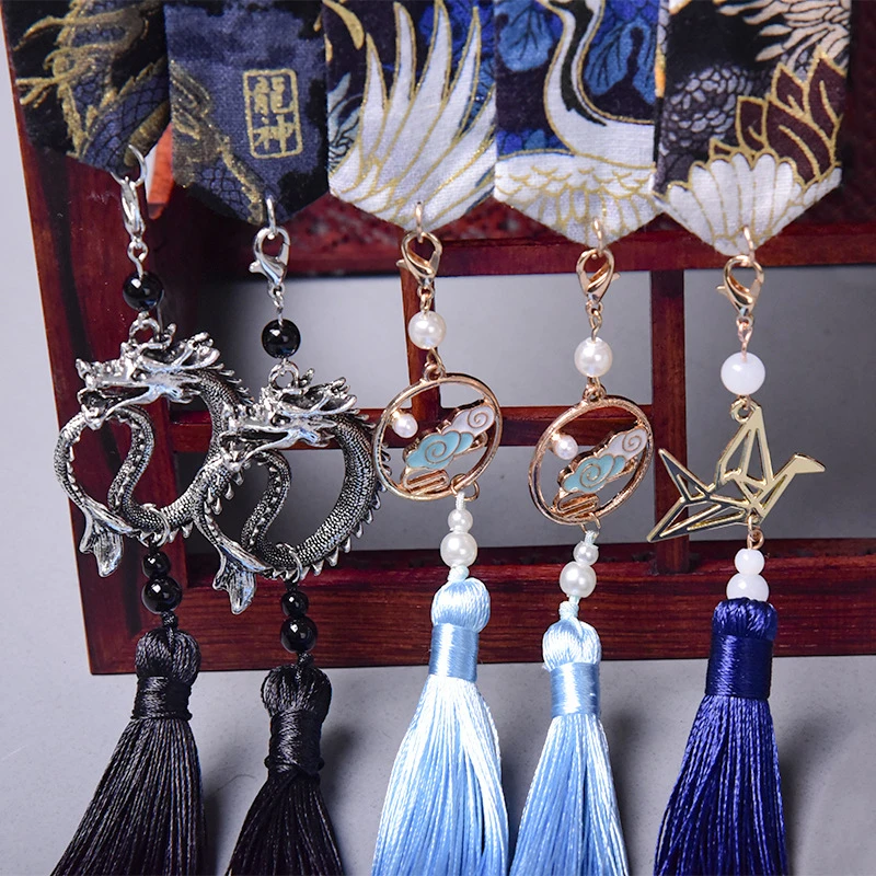 The Chinese Style Ribbon Embroidery Accessories Unisex Wiping Forehead Fringed Hair Rope Hair Jewelry Printed Headband Ribbon