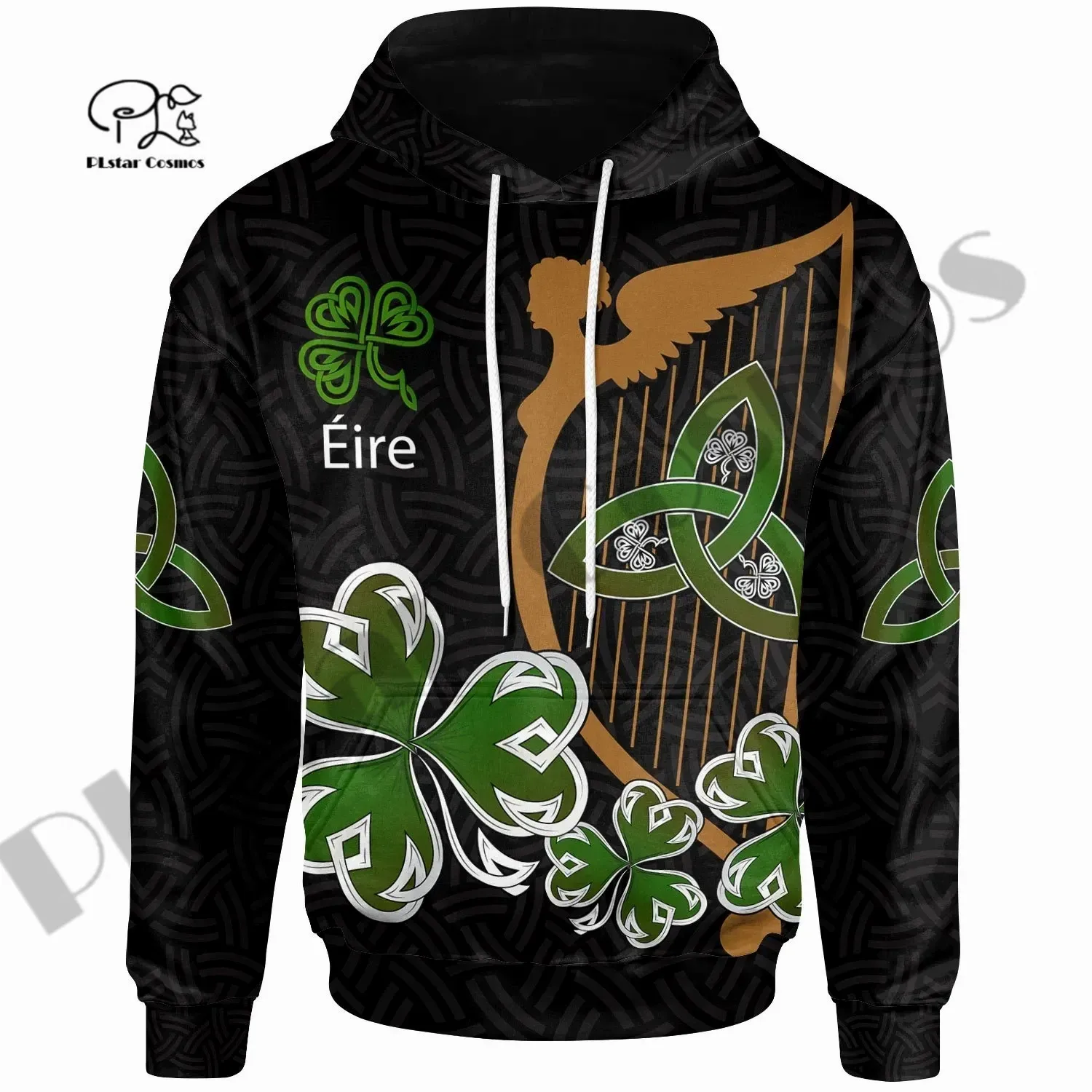 

PLstar Cosmos 3DPrint Newest Irish Harp and Clover Art Men/Women Cozy Funny Hrajuku Casual Streetwear Hoodies/Zip/Sweatshirt T-6