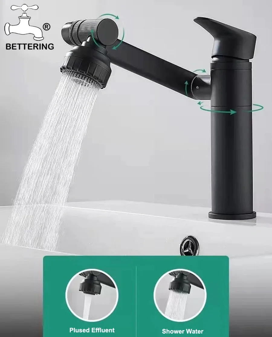 

2 In 1 Black Tap 360 Degree Rotating Sink Faucet For Bathroom Dual Water Mode Mixer In The Bathroom Waterfall Faucet Sink Mixer