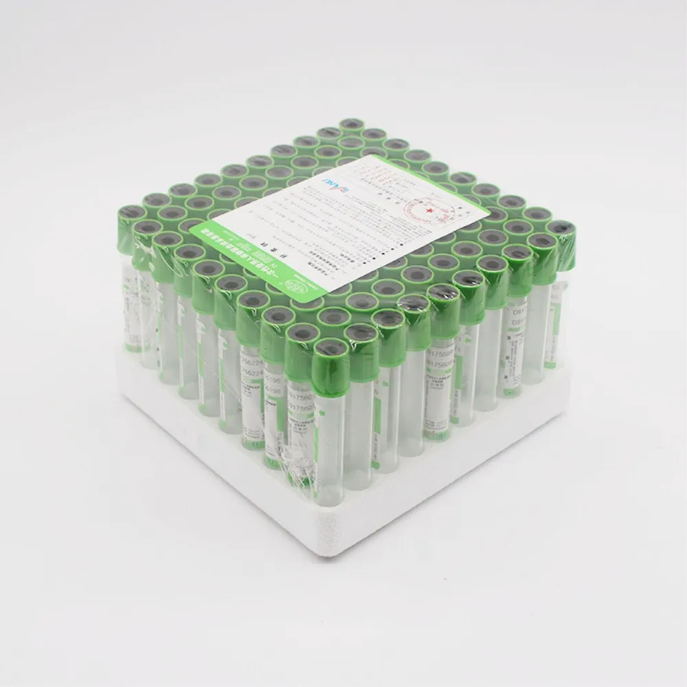 Disposable Sterile Vacuum Blood Collection Tube With Lithium Heparin Additives Green Lid 5ml Vac Tube Vacutainer CE Mark 100pcs