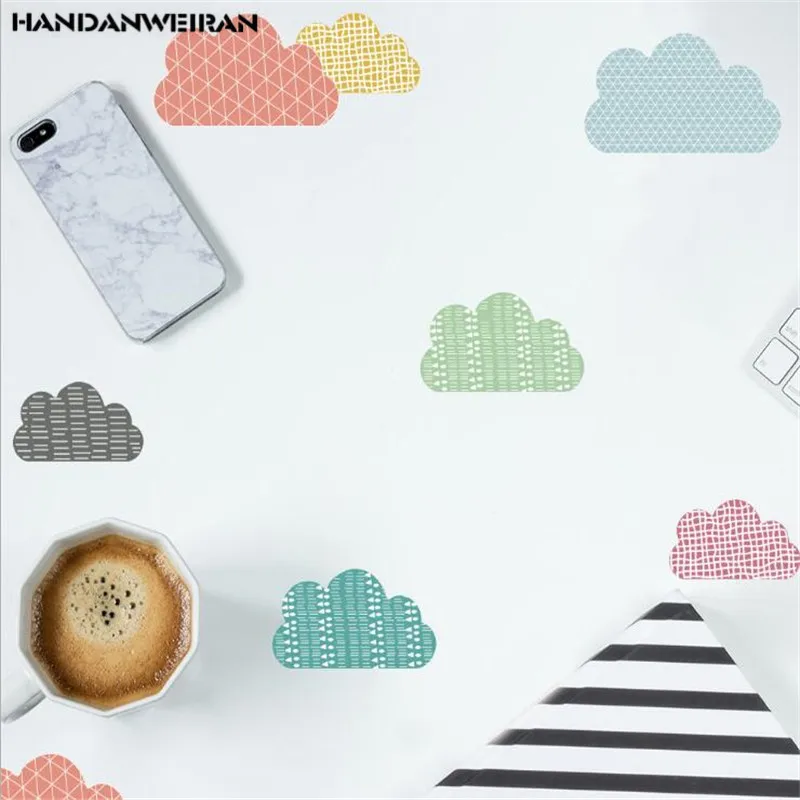 6Sheet =18PCS Colorful Cloud Wall Stickers For Girl Bedroom Vinyl Decal Wall Decoration Home Decal Mural Waterproof Removable