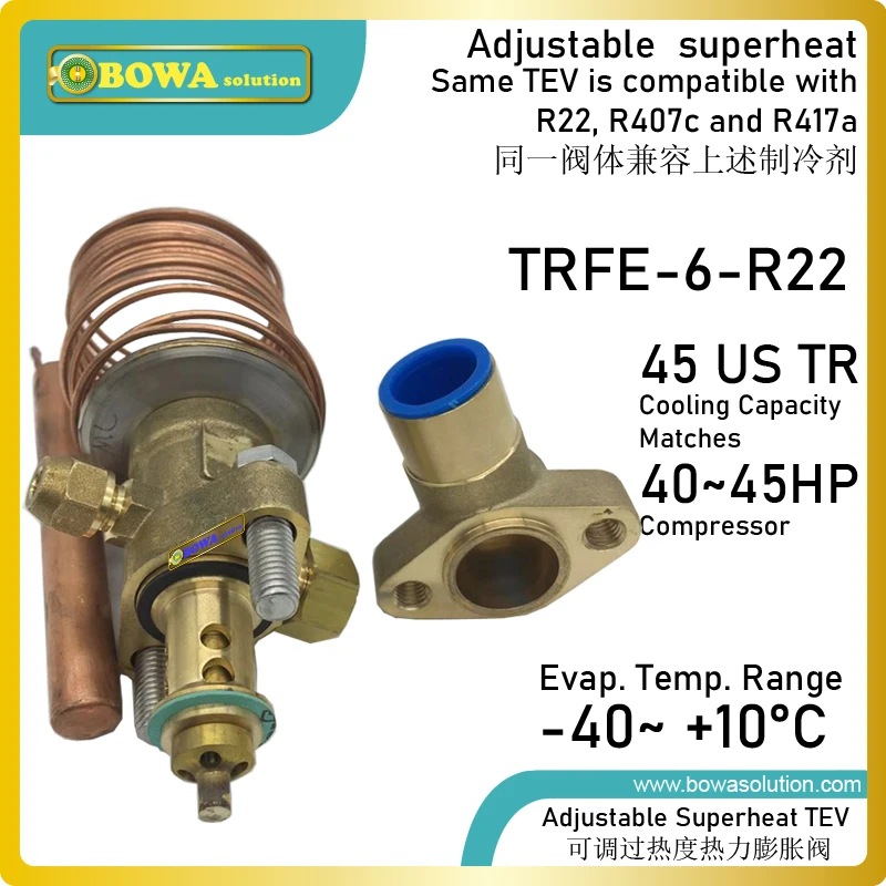 45TR R22 thermostatic expansion valves are great choice for large capacity dry chambers or air source heat pump water heaters