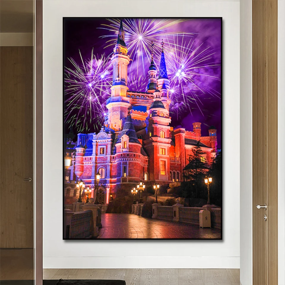 Amusement Park Fireworks Show Poster 1pcs  Modern Home Wall Decor Canvas Picture Art HD Print Painting On Canvas for Living Room