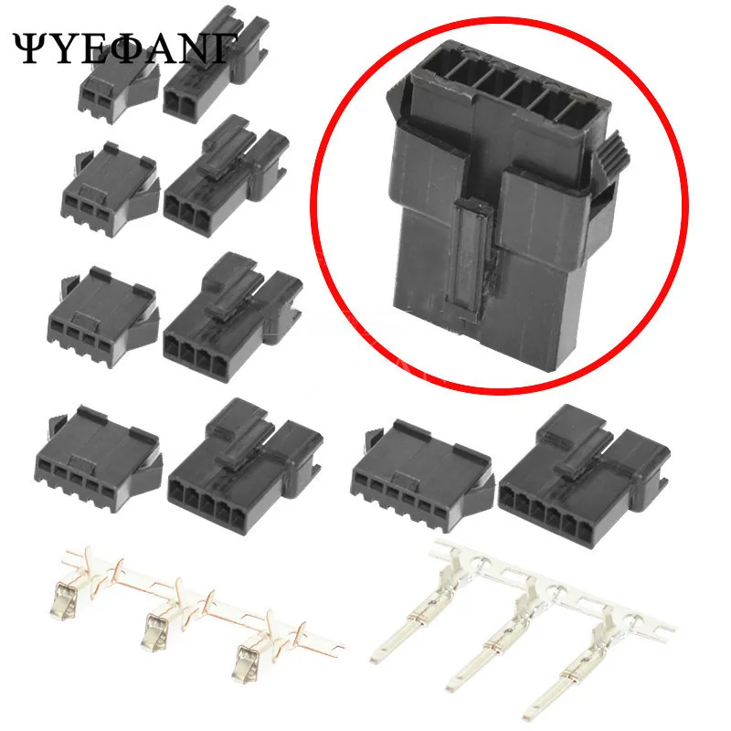 10 Set SM 2.54 Connector 2P 3P 4P 5P 6P JST Pitch 2.54 Mm Male+Female+Terminals