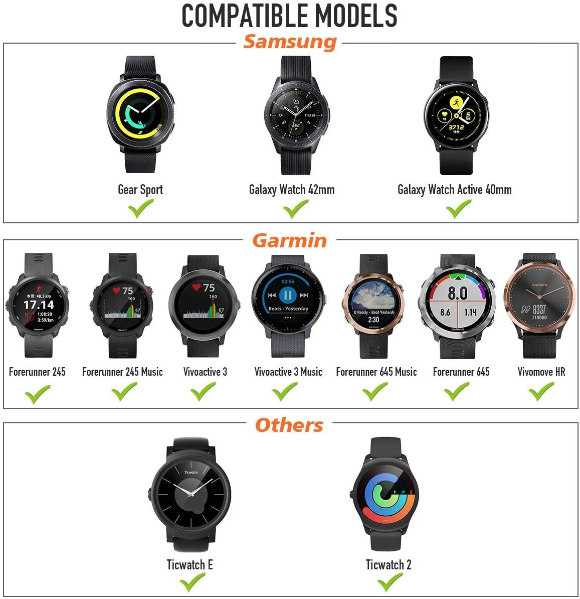 Duszake cinturino per Garmin 245 cinturino sportivo in Silicone cinturino sportivo per Forerunner 245M/645/Vivoactive 3/Venu/Venu SQ bracciale