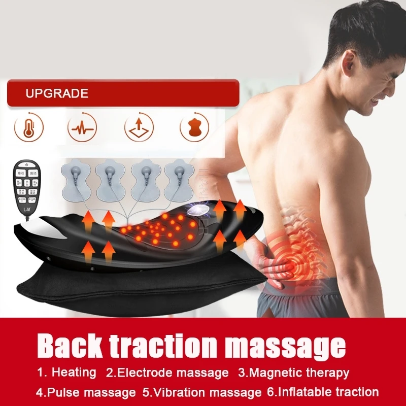 

Lumbar Traction Device Posture Corrector Waist Back Pain Relief Massager Vibration Massage Lumbar Spine Support Waist Stretcher