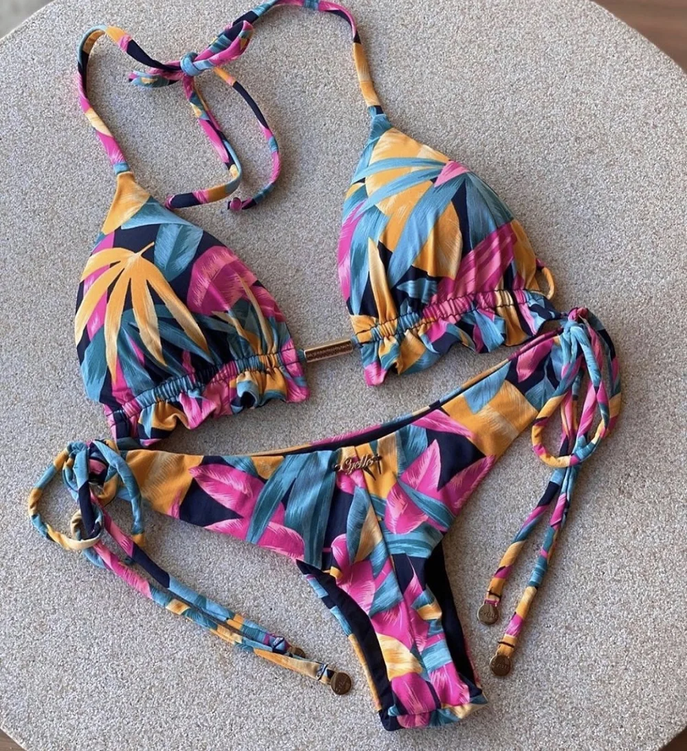 Gợi Cảm Brasil Bikini Bộ 2020 Họa Tiết Đồ Bơi Nữ Bandeau Đồ Bơi Nữ Rỗng Ra Áo Tắm Micro 2 Mảnh Phù Hợp Với