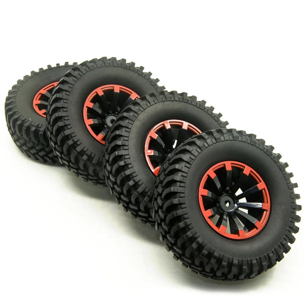 YEAHRUN 4 szt. 1,9-calowe plastikowe felgi z oponami o średnicy 100 mm do Axial SCX10 D90 1/10 RC Climbing Crawler Car Truck Parts