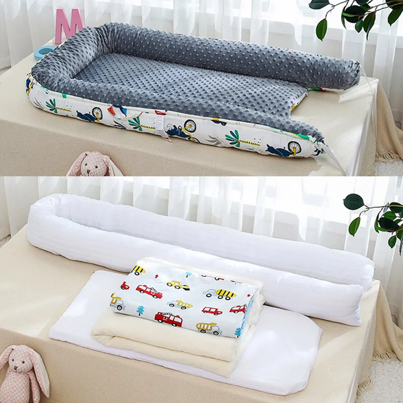 90x50cm Baby Nest Bed with Pillow Cushion Portable Crib Bed for Boy Girl Infant Cradle Newborn Lounger Baby Bassinet Bumper Bed