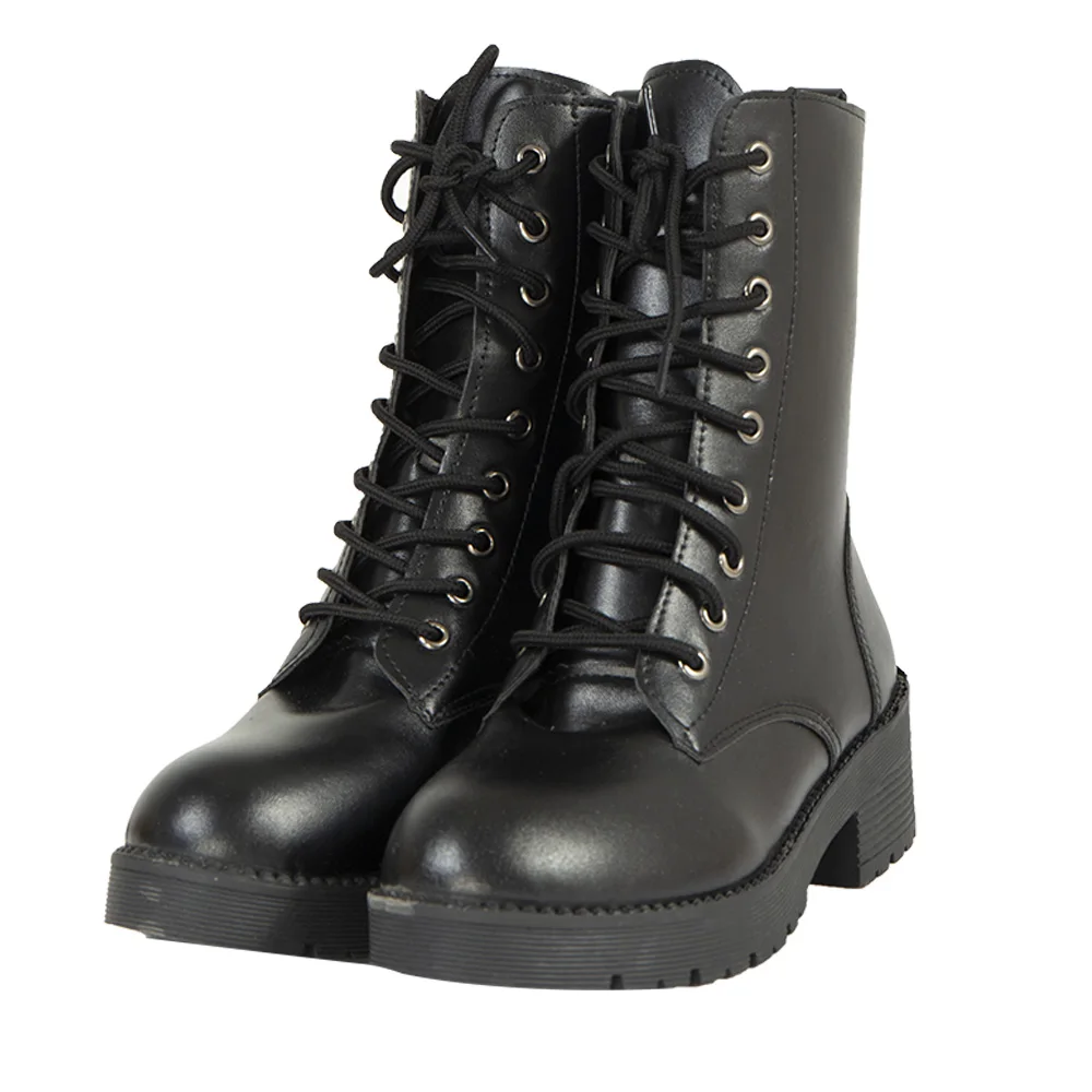 Claire cosplay sapatos de fantasia preto martin botas de senhora curto botas de couro falso