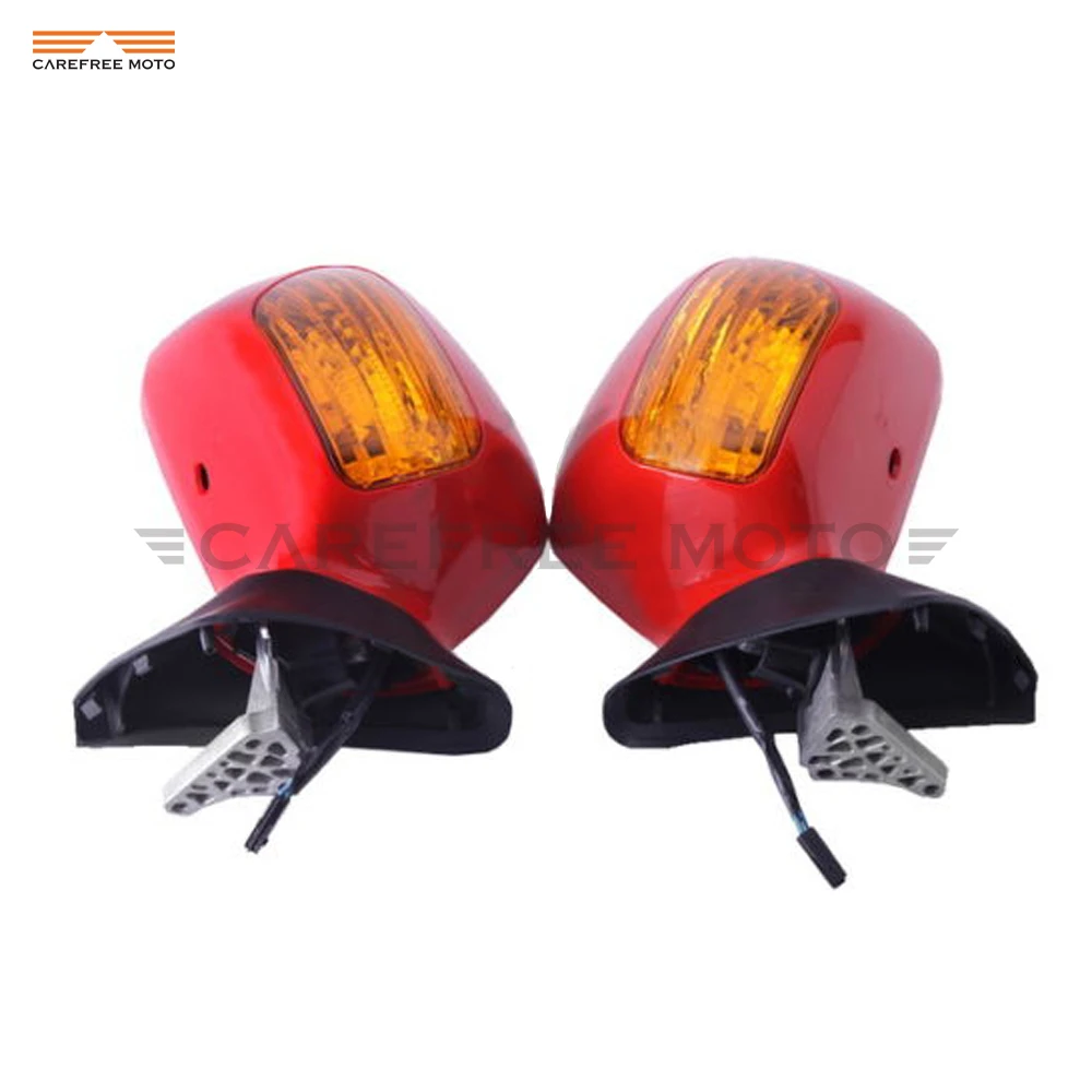 Red Left Right Motorcycle Rear View Mirrors Turn Signal Light Case for Honda Goldwing GL1800 2001-2011